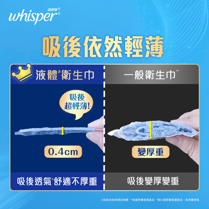 Whisper Liquid Pad Refreshing & Odor Control Day 24cm 9pcs