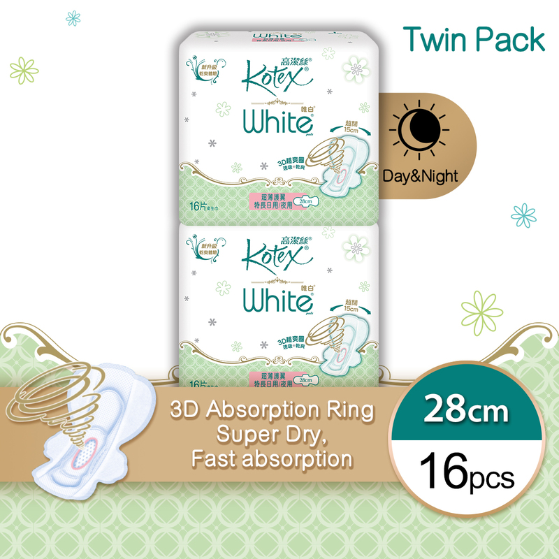 Kotex White UT Long Twin Pack 16pcs x2bags