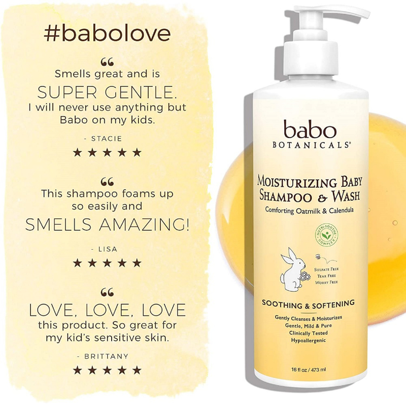 Babo Botanicals Oatmilk & Calendula Moisturizing  Shampoo & Wash 473ml