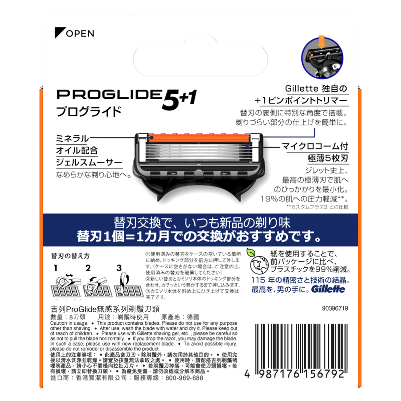Gillette ProGlide Manual Blades x 8pcs