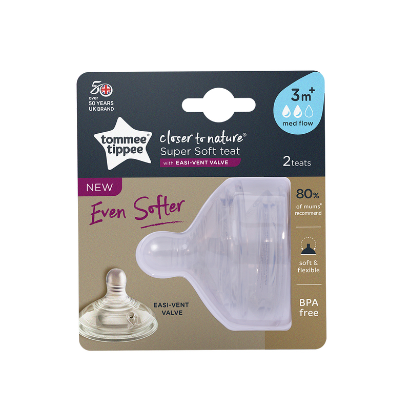 Tommee Tippee Closer to Nature Super Soft Teats 2pk - Medium Flow