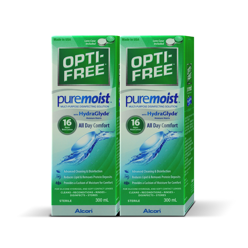 Alcon Opti-Free PureMoist Multi-Purpose Disinfecting Solution 300ml x 2 bottles + Tester 60ml