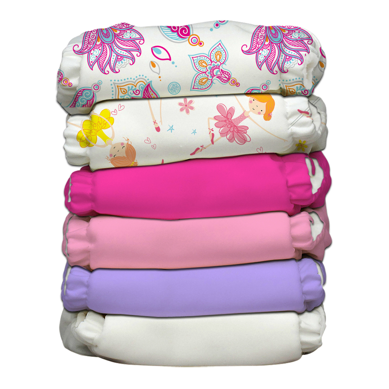 Charlie Banana Diaper One Size Hybrid AIO - Girly 6pcs + 12 Inserts