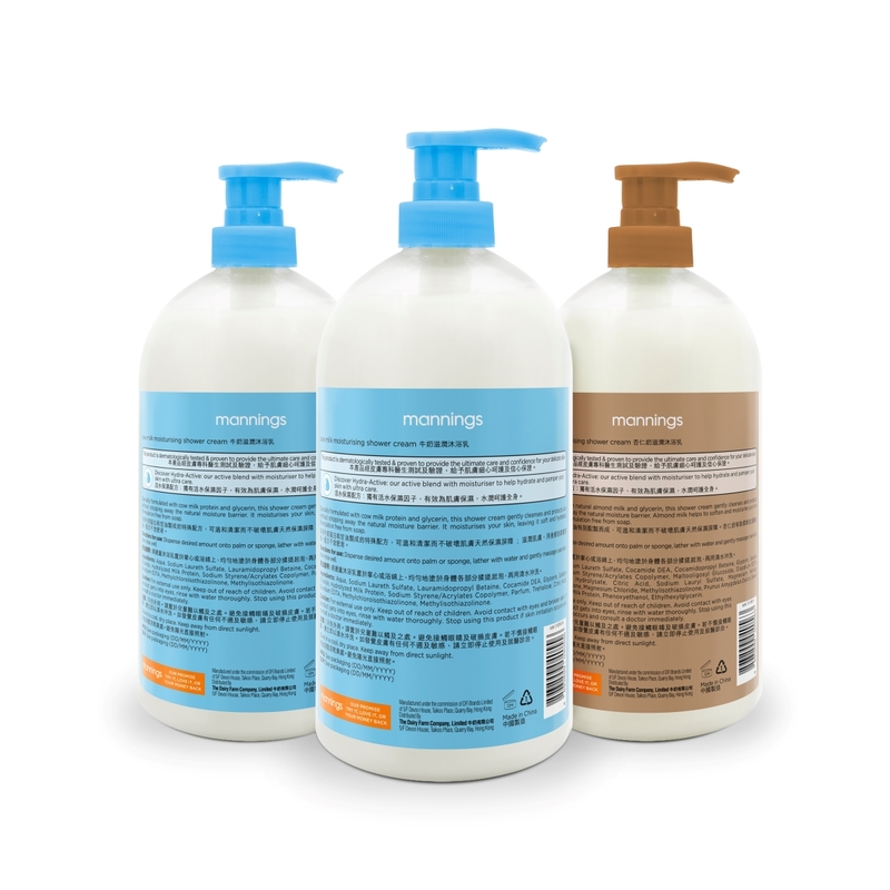 Mannings Moisturising Shower Cream Pack (Cow Milk 1000ml x 2pcs + Almond Milk 1000ml)