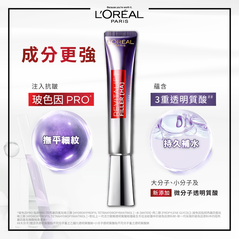 L'Oreal Paris巴黎歐萊雅去皺紫熨斗2.0增量套裝(30毫升+7.5毫升x2支)