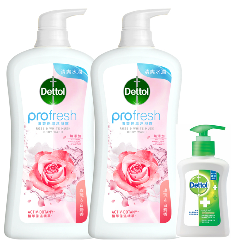 Dettol ProFresh Body Wash (Rose & White Musk) 900g x 2pcs